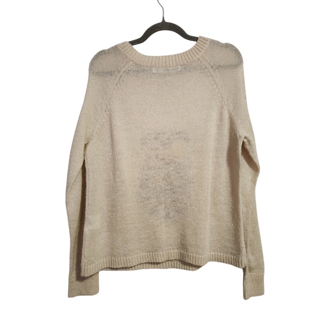 WOOLRICH Owl Graphic Knit Sweater Cream Wool Mohair Pullover Twee Whimsigoth L - Picture 2 of 6